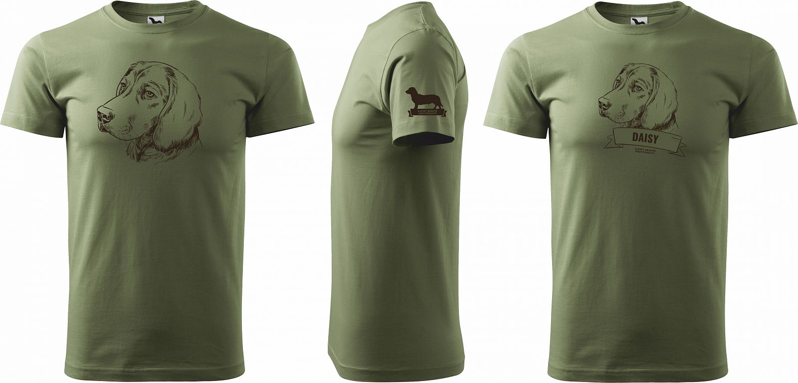 Pánské myslivecké tričko 129 PXT CREATIVE se psem černé, khaki
